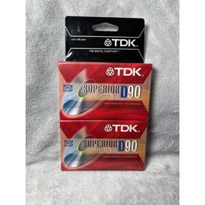 TDK Superior D 90 Blank Cassette Tapes Normal Bias Music 2 pak